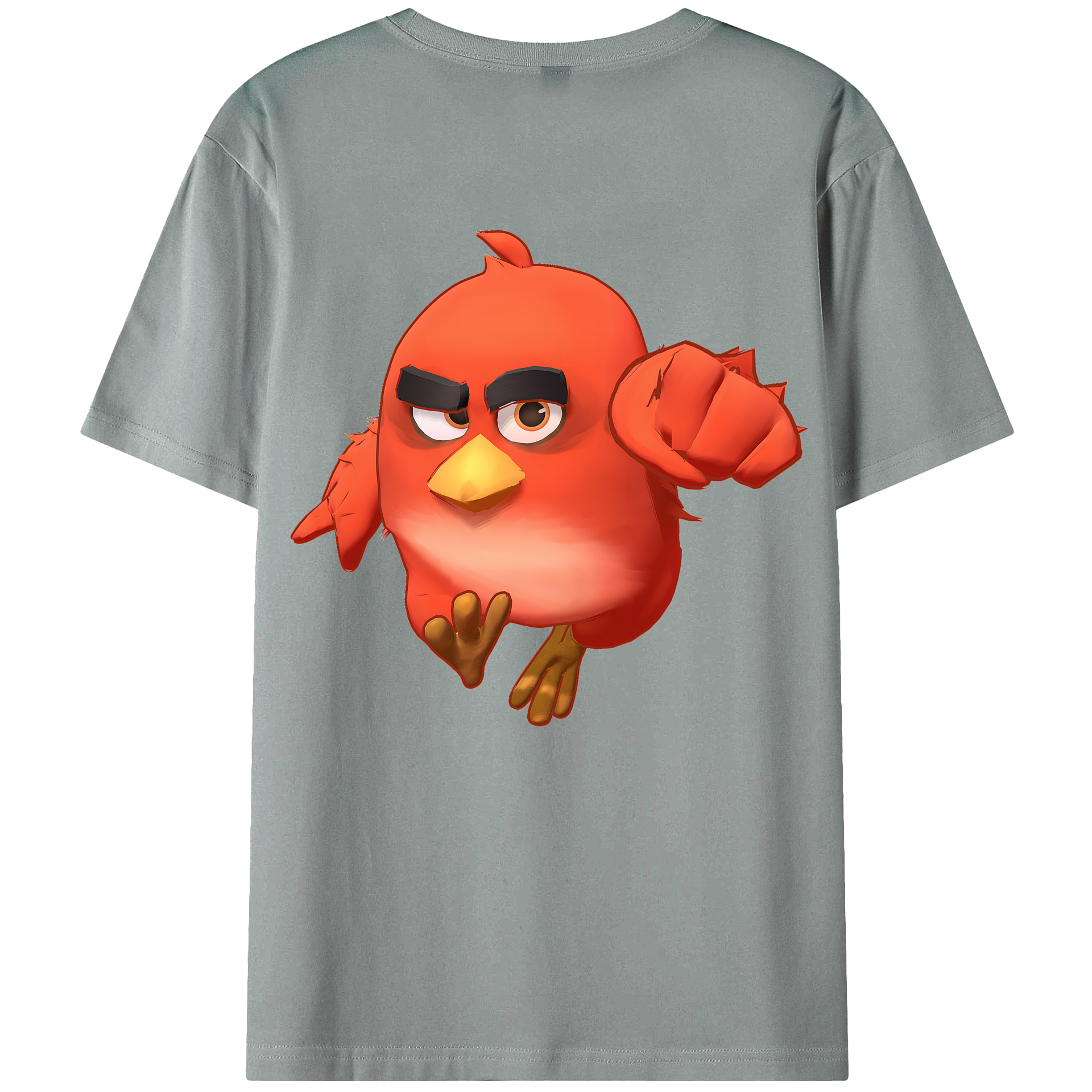 （画像用） Angry Birds アングリーバード 綿100％ メンズ半袖Tシャツ（バックプリント） 通気性